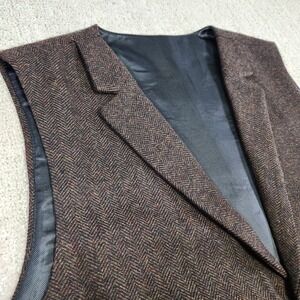 Herringbone Tweed Vest Men *FITS 2XL Brown Wool Blend Waistcoat Gentleman